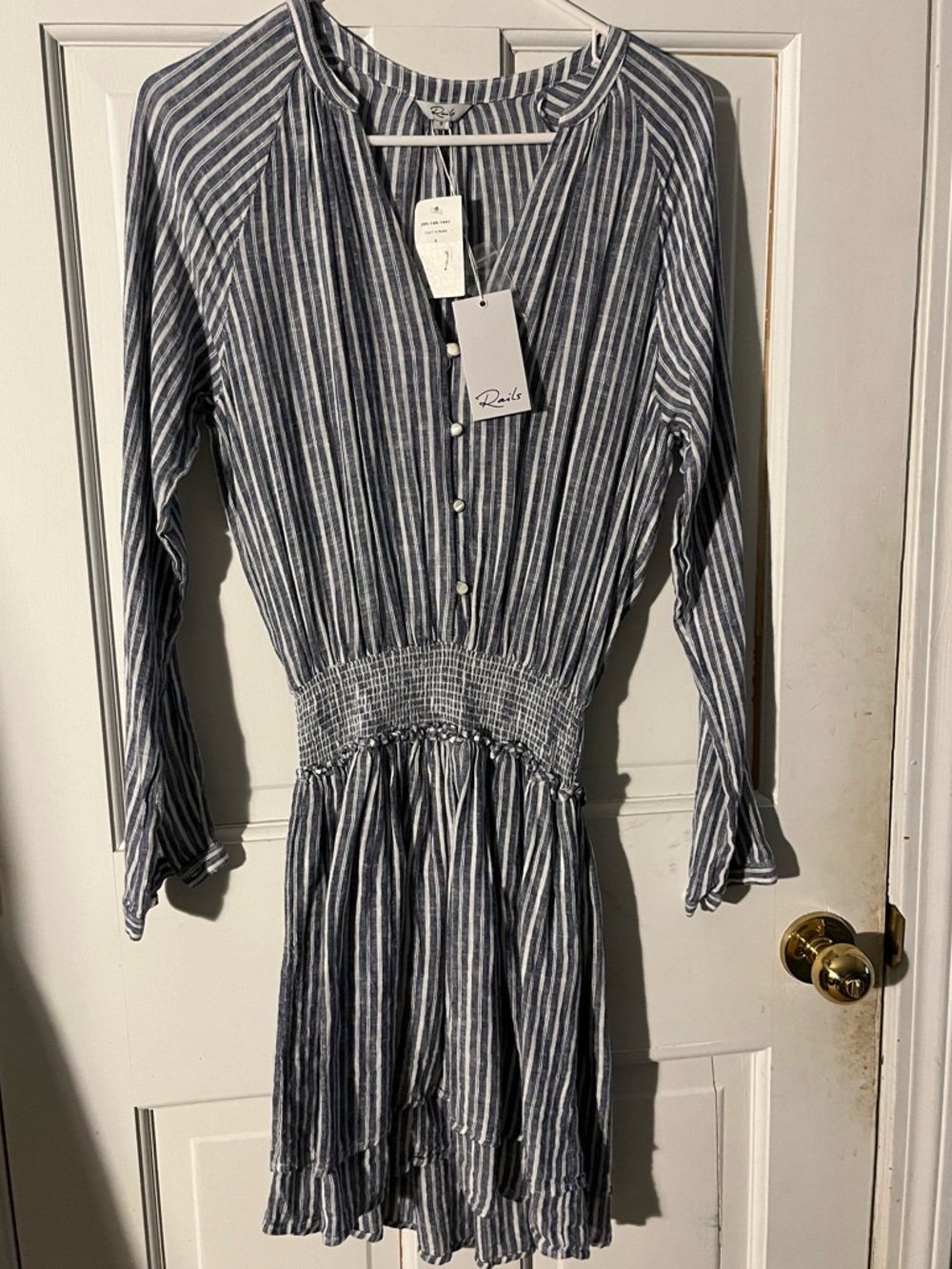 (NWT) Rails Jasmine Linen Dress Tibet Stripe In Gray And White Women’s S - Picture 5 of 10